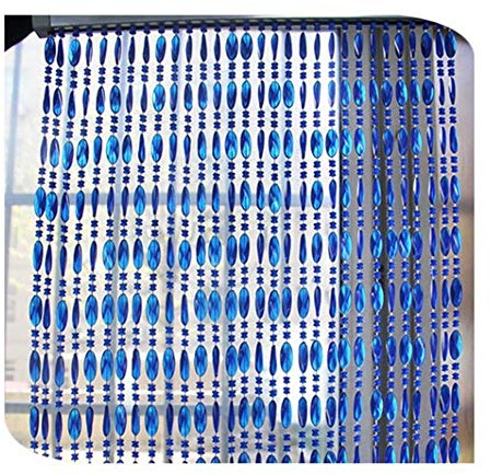 SBTXHJWCGLD Perlenvorhang aus Kunststoff, Kristall, Anti-Insekten-Trennvorhang, Schlafzimmer, Vorhänge, Badezimmer, Wohnzimmer, hängende Schnüre, Eingangstüren, dekorativ, anpassbar, blau_80 S