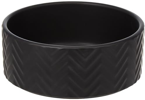 TRIXIE Futterstation aus Keramik, 1,6 l/Ø 20 cm, Schwarz für Hund