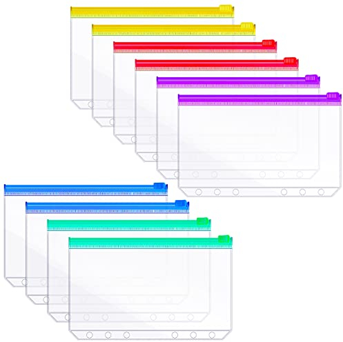 10 Stück A6 Binder Taschen, Klarsichthüllen A6 Ringbuch Budget Planner Deutsch Zubehör Loseblatt Taschen für Geldscheine Aufbewahrung Notizbücher Dokumente