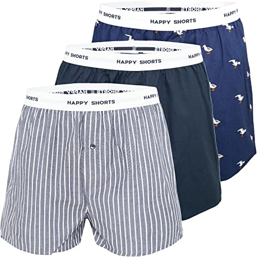 Happy Shorts Herren Boxershorts Unterhose 3er Pack Mix