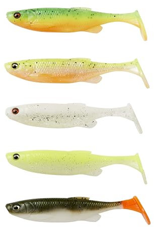 Savage Gear Fett Minnow T-Tail - Realistisches Minnow Design mit Kicking & Rolling Action, Ideal für Barsch, Zander, Hecht & Raubfischangler, Perfekt für klares & Dunkles Wasser Dark Water Mix 9 cm