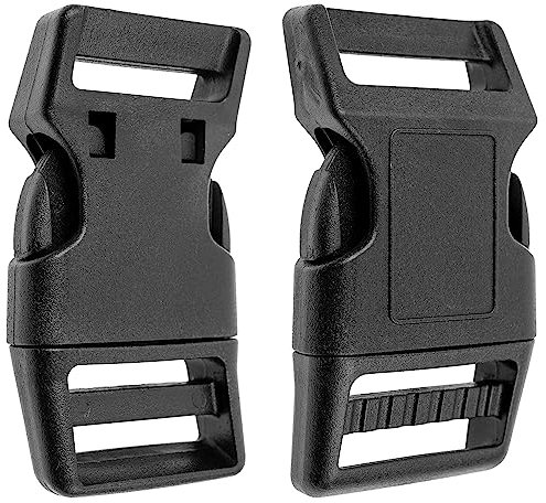 Your Day Mate Fibbie curve per cinghie di fettuccia larghe 15 mm, 4 pezzi, nero, in plastica, fibbia a scatto, fibbia, fibbia di riparazione, fibbia per zaino, cinghia per fibbia