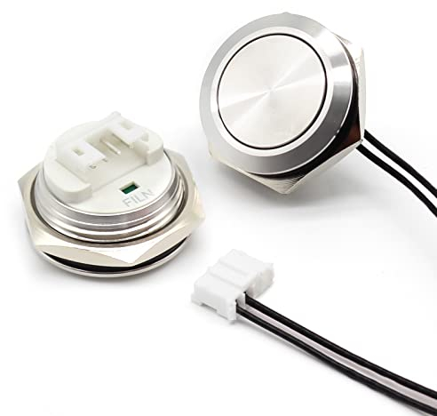 FILN 2stück 19mm Druckschalter mini druckknopf schalter Momentan wasserdicht metall druckknopf schalter NO NC Türklingel schalter (Rostfreier Stahl-Momentan-Keine Lichter2stück)