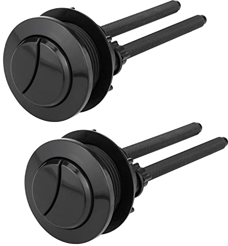 Toilet Flush Button Replacement Black 2 Pack, Ancable 38mm Dual Toilet Flush Button Round Head Toilet Flush Button Replacement Accessories for Bathroom Toilet Water Tank Repair