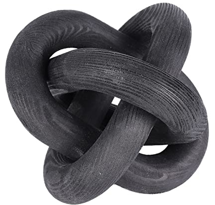 ChYoung Wood Chain Link Decor, 3-Link Wood Knot Decor, Hand Carved Wood Art Craft Decorative Chain Knot Ornament for Farmhouse Coffee Table Decor, Rustic Tray Shelf Decor Living Room Home Decorations