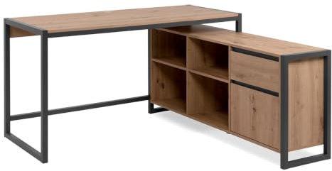 WEBMARKETPOINT Eckschreibtisch Denver37A Umkehrbar Eiche Anthrazit