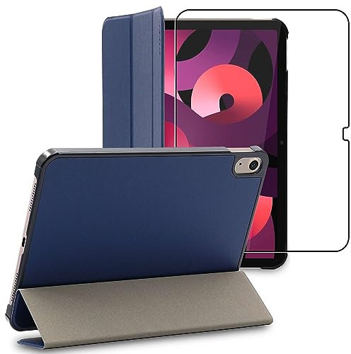 ebestStar - Coque pour iPad 10.9 (2022) Apple, Etui Slim Cover, Housse PU Cuir Rabat Magnétique, Bleu Foncé + Verre Trempé
