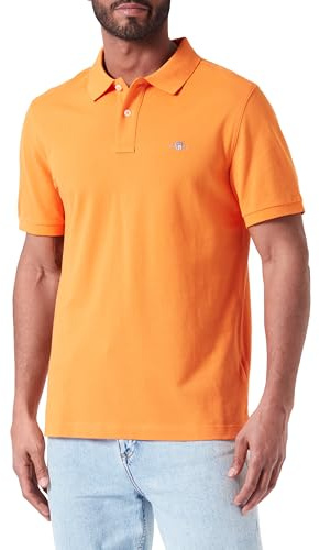 GANT Men's Reg Shield SS Pique Polo Shirt, Sweet Orange, S
