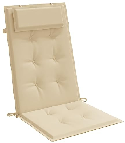 Tidyard Hochlehner-Auflagen 4 STK.Sitzkissen Stuhlkissen Auflage Gartenstuhlauflagen Hochlehner Gartenstühle Sitzauflagen Polsterauflagen Hochlehner Auflagen Mit 1 Gummiband und 2 Schnur-Sets Beige