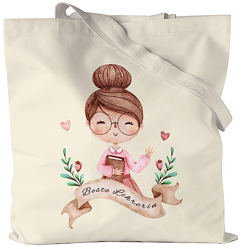 Kiddle-Design Jutebeutel für Lehrerin Personalisiert mit Name | Studium Abschluss Lehrer | Dankeschön Geschenk für Beste Lehrerin | Lehrergeschenke