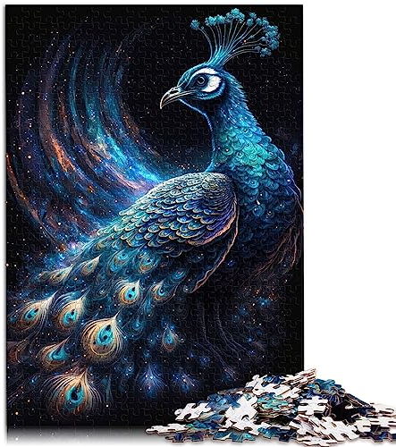 Puzzle „Kosmischer Pfau“, Präzisionsschnitt, 1000 Teile, Holzpuzzle, geeignet für Erwachsene und Kinder über 12 Jahre, tolles Geschenk für Erwachsene, Größe: 50x75 cm