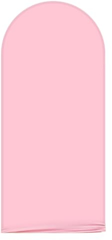 AIBIIN 1x2.1m/3.3x7ft Solid Pink Colour Arch Backdrop, Round Top Arch Frame Cover, 2-Sided Fit Background Stand for Wedding Ceremony, Birthday Party, Baby Shower, Banquet Decoration