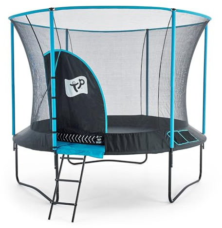 TP Toys Genius 14ft Round Trampoline Ladder & Protective Cover. Protective Quality Frame Padding, Rigid Ring Design, Strong Springs, Galvanised Steel Frame. Jumping Mat For Kids - 6 Years+