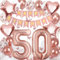 50th Birthday Decorations for Women, Rose Gold 40 Inch Number 50 Foil Birthday Balloons with Happy Birthday Banner and Butterfly Stickers