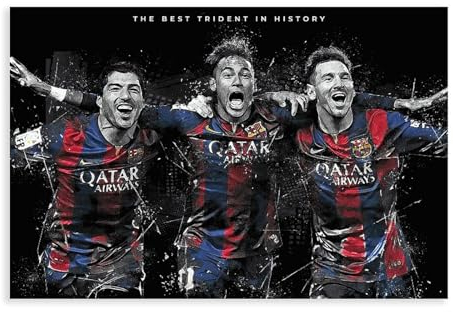 GeDiz Sportstar Lionel Messi Suarez Neymar Poster Leinwand Poster Schlafzimmer Dekor Sport Landschaft Büro Zimmer Dekor Geschenk ungerahmt 50 x 75 cm
