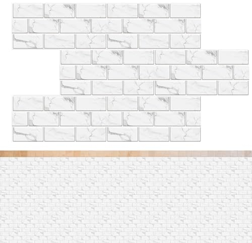 6 Pezzi Adesivi per Piastrelle,Peel and Stick Paraschizzi Cucina Mattonelle Adesive Bagno Adesivi Muro Impermeabile Cucina per Bagni e Cucine Zone Doccia Porte Pareti Finestre (15 x 30 cm)