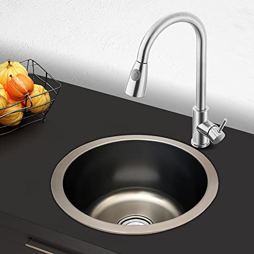 Küchenspüle Waschbecken Edelstahlspüle Spülbecken, Rund 36cm Edelstahl Campingspüle, Edelstahl Aufsatzspüle Waschbecken poliert, Gäste WC Einbauwaschbecken Mini Waschen, Grau