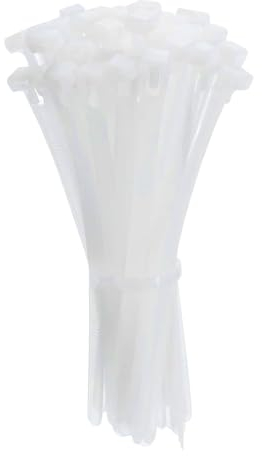 100 Piezas Bridas Plastico Presillas Plastico Resistente a Temperatura, Bridas para Cables Para Oficina, Hogar, Exteriores(12mm*150mm) Blanco