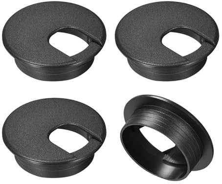 sourcing map 4Pcs Cable Hole Cover, 2Inch/50mm ABS Desk Cable Wire Cord Grommet Hole Cover for Office Computer Desk Wire Organizer, Black