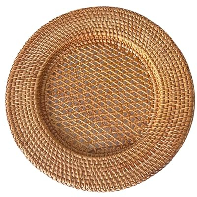 Fenteer Runder Rattan-Platzteller, rustikale Babypartys, Feiertagstreffen für formelle Dinnerpartys, Serviertablett für Kleinigkeiten und Snacks