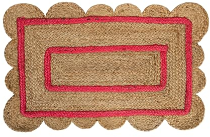 FISURA Jute Rug 70 x 45 cm Modern Design Door Mat Indoor Outdoor Modern Original Door Mat Pink Jute Door Mat