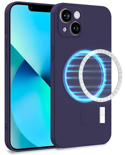 MyGadget Cover [ MagSafe ] per Apple iPhone 13 - Custodia in Silicone Morbido a Doppio Strato – Case con Protezione Fotocamera & Fodera Interna Antigraffio - Viola