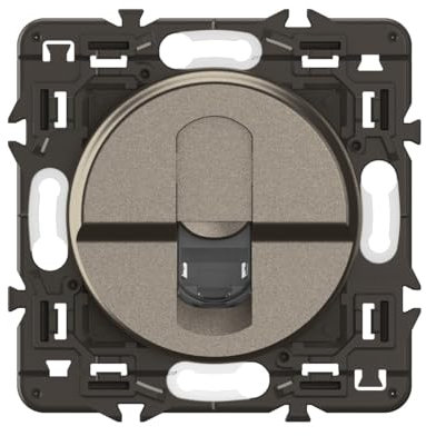 LEGRAND - Prise RJ45 Cat. 6 STP blindée - Prise Murale Multimédia - Pour Transmissions Haut Débit Gigabit Ethernet - A compléter d'une Plaque - Titanium