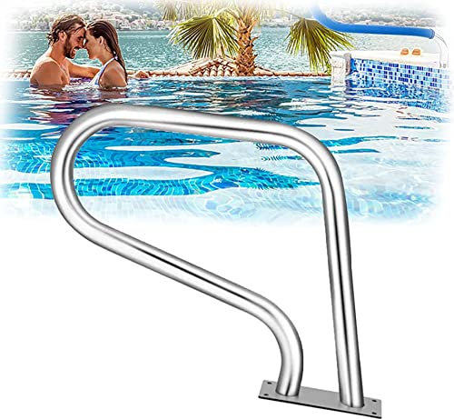 Barandilla de piscina para piscinas enterradas, 30 x 22 (LXH) Barandillas de piscina de acero inoxidable 304 para piscinas enterradas o escalones, barandilla de piscina con todos los accesorios