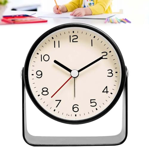 GAOUTO Batterie Wecker, 3 Zoll 180° Drehbarer Retro Analog Wecker aus Metall, Leiser Nicht Tickender Nachttischuhr Tischuhr für Schlafzimmer, Wohnzimmer, Nachttischgeschen (Schwarz)