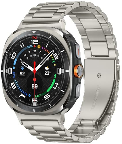 Netolo Kompatibel mit Samsung Galaxy Watch Ultra Armband 47mm, Extra Lange Edelstahl Metall Ersatzband für Samsung Galaxy Watch 7 Ultra Armband 47 mm, Titan