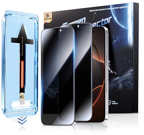 MAGIC JOHN 2 Stück für iPhone 16 ProMax(6,9 Zoll) für Panzerglas Sichtschutz, Auto-Dust-Eliminierung, Anti Spy, 9H Härte Folie, Einfache Installation, Bläschenfrei