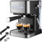 Espresso Machine, Stainless Steel Espresso Maker with Milk Frother, Two-In-One Filter Holder and 1.5 L removable Water Tank, Intelligent Temperature Control With for Latte, Cappuccino, Machiato，20 Ba