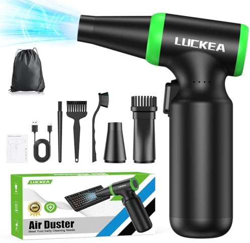 Aire Comprimido Limpieza PC Soplador de Aire - 130000 RPM 3 Velocidades Air Duster, 6000 mAh Batería, 3 Cepillos Antiestáticos, Carga Rápida Tipo C, Soprador Potente Portátil para Coche Oficina