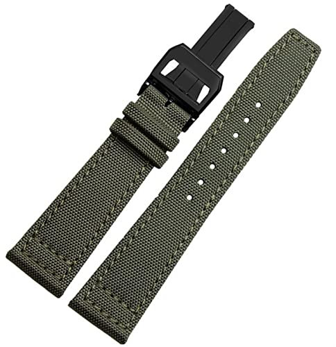 SCWZZWSY Für IWC Pilot Spitfire Timezone TopGun Armband Grün Schwarz Gürtel Armbanduhr Riemen 20mm 21mm 22mm Nylon Canvas Stoff Uhrenarmband