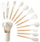 Küchenhelfer Set, 12-teiliges Silikon Kochutensilien Kochbesteck Set, Hitzebeständiger Kochgeschirr mit Utensilienhalter, Antihaft Kochset Küchenutensilien, Spülmaschinenfest (White)