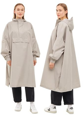 LARKSON Regenponcho Damen Herren Beige - Lykke - Regenmantel für Fahrrad Outdoor Festival - Wassersäule 10000 mm - Regenjacke Wasserdicht mit Verschweißten Nähten