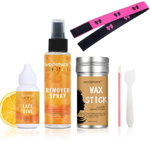 Perruque Glue Set Lace Front Wig Glue & Remover pour perruques, Kit d’installation de perruque, Tape in Extensions Remover avec bande de fusion, bâton de cire pour cheveux Poly, systèmes de Toupee