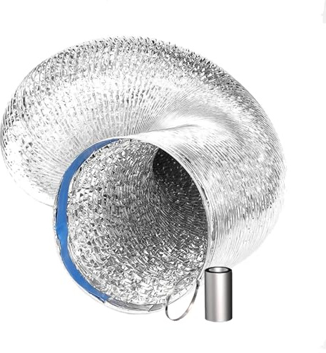 Entlüftungs Schlauch Klimaschlauch Faltbarer Abluftschlauch Dehnbarer Gewinde Flexrohr Flexibel mit Edelstahl Schelle und Klebeband, für Mobile Klimageräte Wäschetrockner Lüftung(5m,100mm)
