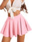Avidlove Mini Jupe Femme Sexy Ligne A Taille Haute Courte Jupe Patineuse Élégante Plissée Extensible Basique Décontractée Tennis Rose M