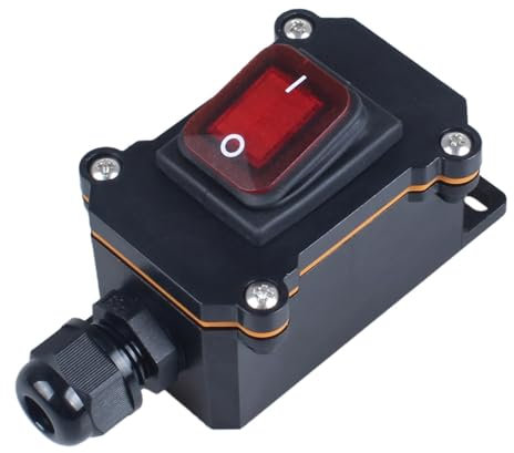 Leloco IP67 Garten Schalter Wasserdicht Kabelschalter,16A 250V Roter Outdoor Boots-Schalter mit Schraubklemmen, Wasserdichter Außenschalter für Lampen, Garten, Boote