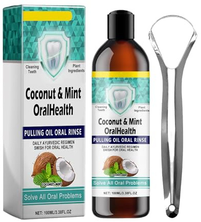 KOAHDE Kokosöl Mundspülung,Kokosöl Mundspülung für Zähne,Kokosöl für einen frischen Atem,100ML,Entfernen Sie Zahnflecken,Frischen Atem,Reinigen Sie Ihren Mund,Pflegen Sie Ihr Zahnfleisch