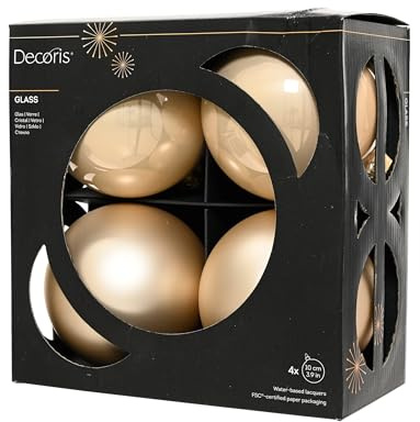 Kaemingk Weihnachtskugeln Glas 10cm 4 Stück - matt & glänzend - Große Christbaumkugeln Weihnachtsbaumkugeln für Weihnachten - Christbaumschmuck & Weihnachtsbaumschmuck - Perle