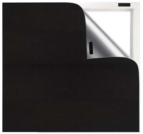 2 Pack Portable 100% Blackout Blinds 300×145cm Each, No Drill Blinds Stick On Blackout Blind for Windows, Cut to Any Size, Waterproof Thermal Insulation with 60 Hook & Loop Pairs for Bedroom, Travel