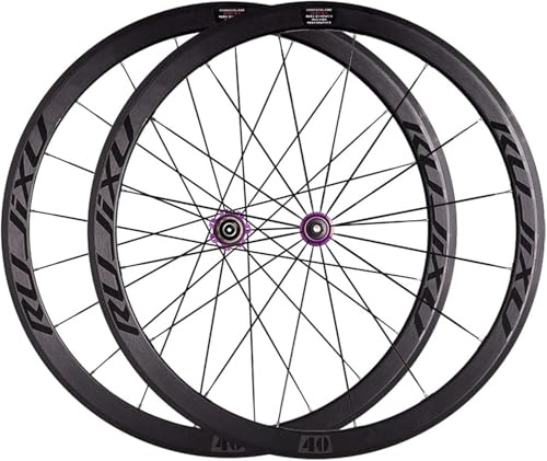 Fahrrad-Laufradsatz 700C Felge 40 Mm Schnellspann-Räder V/C-Bremse Carbon-Nabe Für 7/8/9/10/11-Gang-Kassette 1925G Straßen-Cruiser-Fahrradräder,Lila