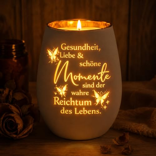 Geburtstagsgeschenk Für Frauen Kerze Mit Spruch Windlicht Geschenke für FrauenGlas Teelichthalter Deko Für Freundin Mama Schwester Weihnachten Geschenkidee Mit Goldschrift Motiv