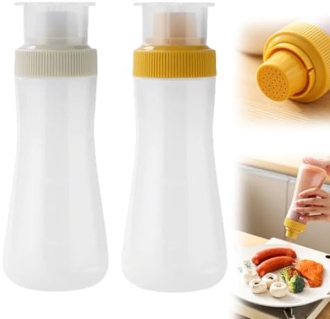 2 PCS Cake Syrup Dispensers, 350ml Pancake Bottles Syrup Bottles Pancake Batter Dispenser Bottle, Plastic Squeeze Bottle Dispensers Kitchen Squeeze, Sauce Dispenser for Honey Ketchup BBQ