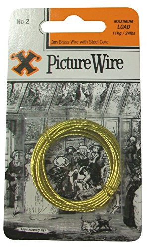 X Brass Picture Wire No.2 Solid Brass 3m Blister Pack 12836