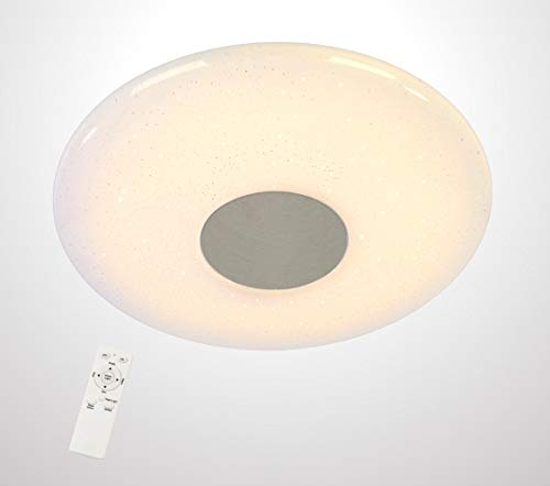 Trango 3096 24 Watt LED Deckenlampe *EMA* CCT stufenlos dimmbar & Farbtemperatur wählbar 3000K bis 6000K inkl. Timer & Nachtlicht I Sternenhimmel I weiß I Lampe I Leuchte I Deckenleuchte I Design