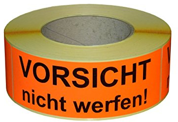 Warnetiketten/Versandetiketten VORSICHT nicht werfen! auf Rolle - 50 x 150 mm - 500 Stück