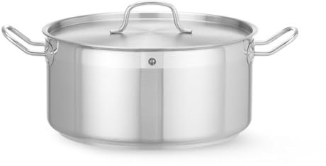 HENDI Olla de cocina, baja, con tapa con orificios de salida de vapor, fondo de inducción continuo, apta para todas las fuentes de calor y el lavavajillas, 12L, ø320x(H)150mm, acero inoxidable